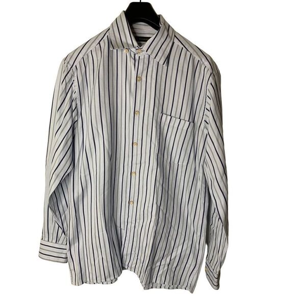 Ermenegildo Zegna button down shirt 100% cotton striped men's size large - Picture 1 of 4